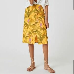 FARM Rio Banana Leaf Print Linen Skirt Women’s size Small
